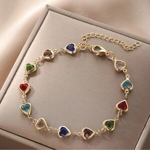 Elegant Multicolor Heart Bracelet